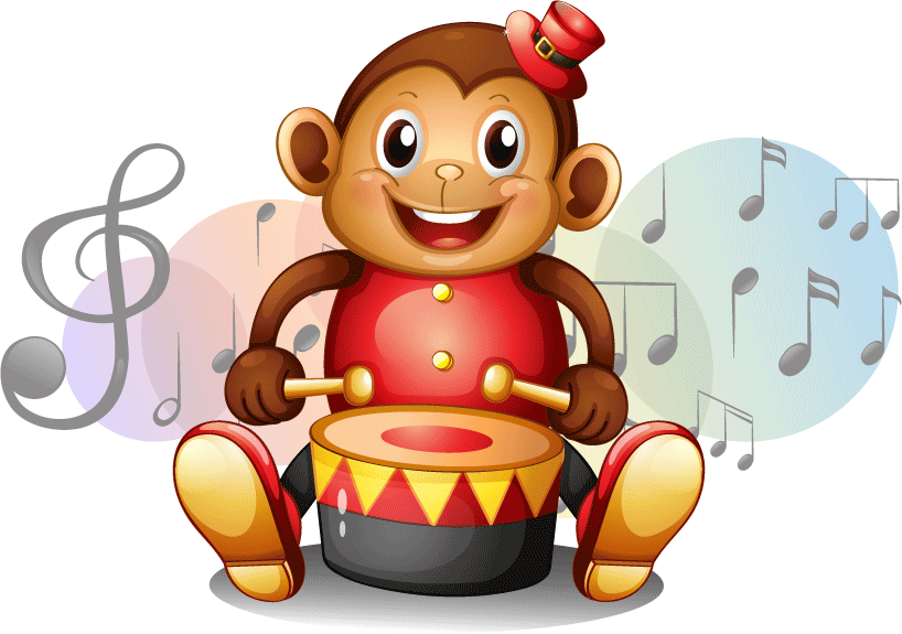 Artwork of a monkey drumming